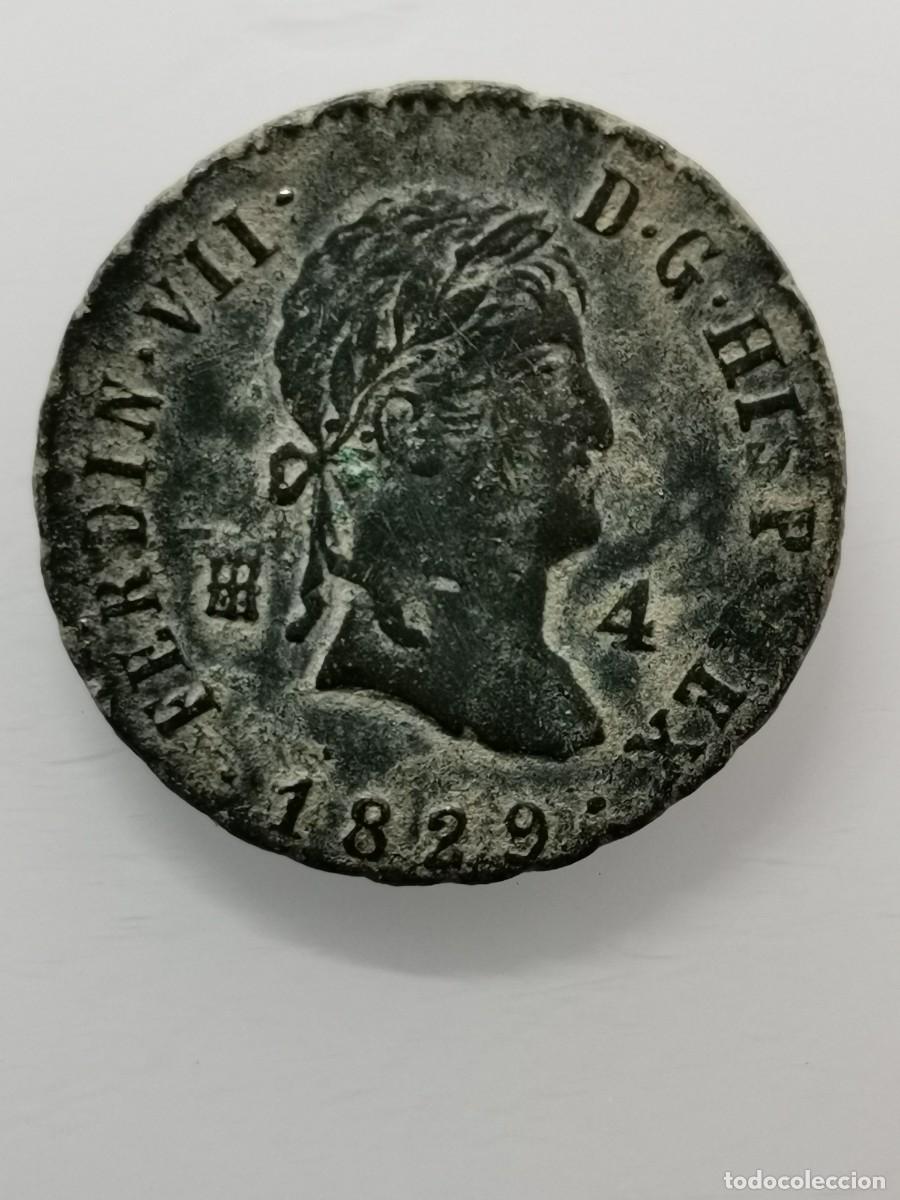 Monedas de Espa&ntilde;a: Fernando VII 4 Maraved&iacute;s 1829 Ceca Segovia. - Foto 1
