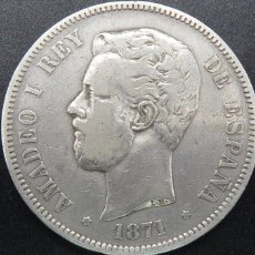 Monedas de España: MONEDA DE 5 PESETAS DE PLATA DE AMADEO I 1871 .*18 71* PESO 24,60 GR.