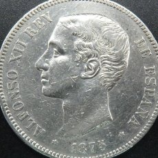 Monedas de España: MONEDA DE 5 PESETAS DE PLATA DE ALFONSO XII 1875 .*18 75* PESO 24,86 GR.
