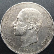 Monedas de España: MONEDA DE 5 PESETAS DE PLATA DE ALFONSO XII 1885 .*18 77* PESO 24,92 GR.
