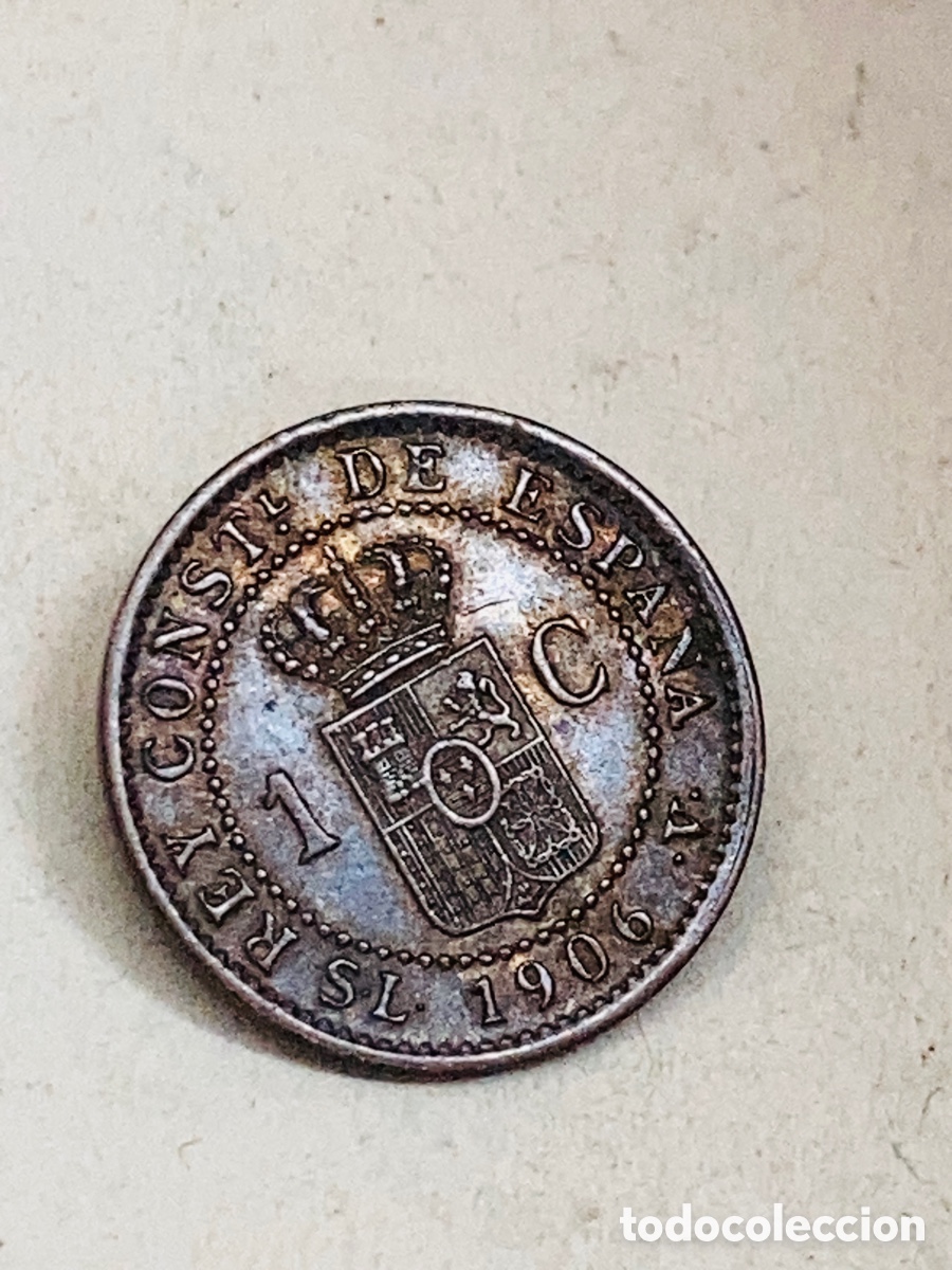 Monedas de Espa&ntilde;a: Moneda de un c&eacute;ntimo 1906 - Foto 2