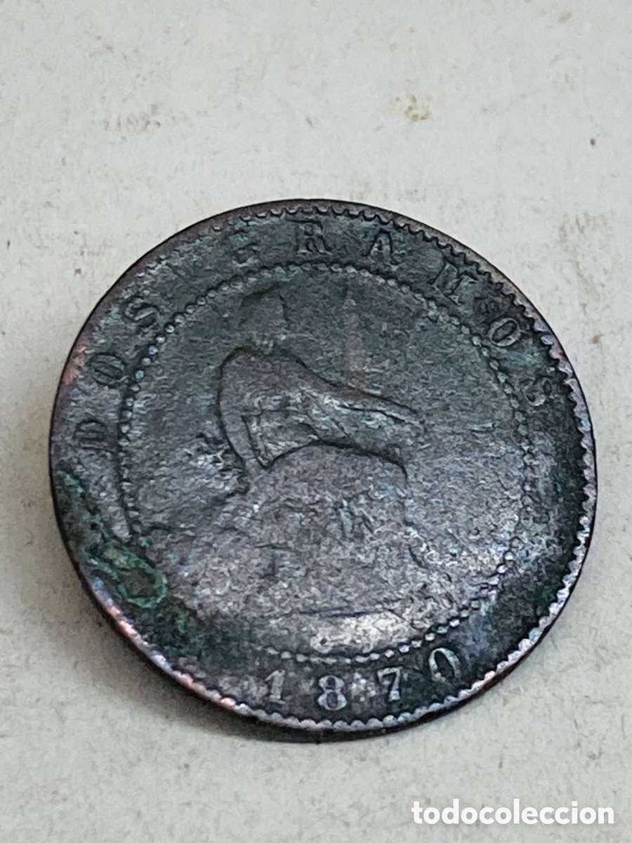 Monedas de Espa&ntilde;a: Moneda dos c&eacute;ntimos 1870 - Foto 2