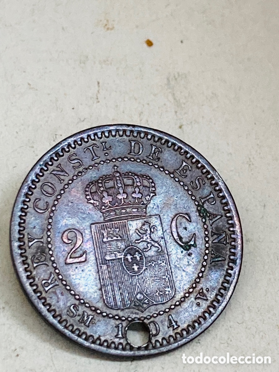 Monedas de Espa&ntilde;a: Moneda 2 c&eacute;ntimos 1904 - Foto 2