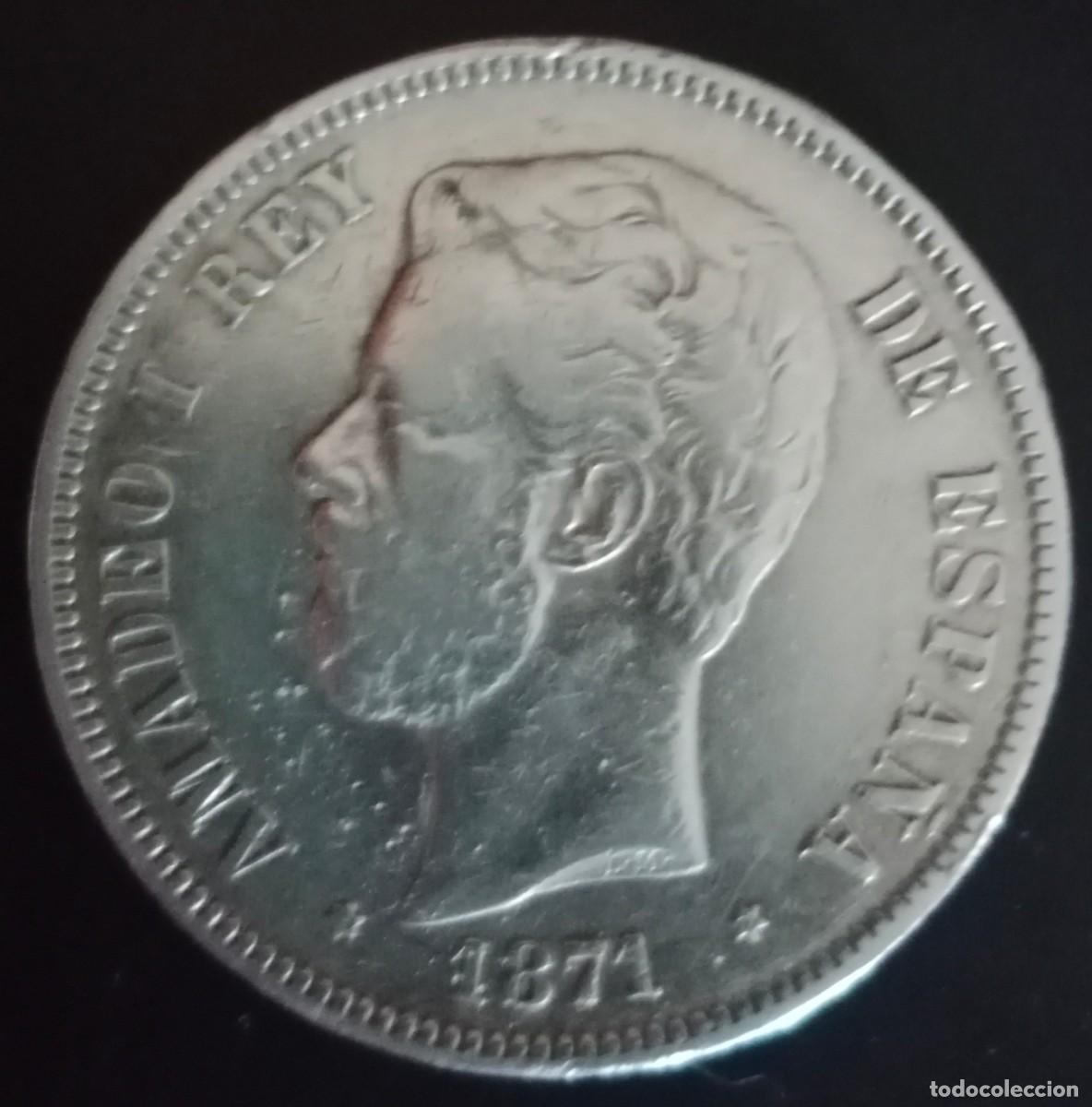 Monedas de Espa&ntilde;a: Moneda de 5 pesetas amadeo1871 - Foto 1