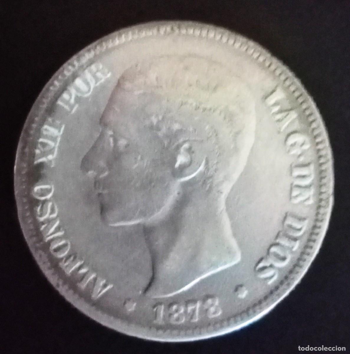 Monedas de Espa&ntilde;a: Moneda de 5 pesetas Alfonso xll 1878 - Foto 1