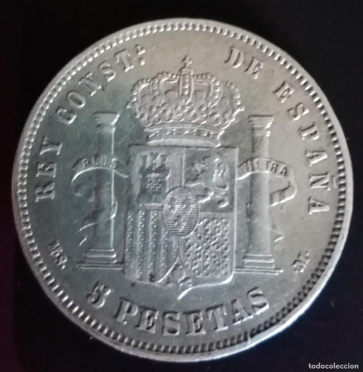 Monedas de Espa&ntilde;a: Moneda de 5 pesetas Alfonso xll 1883 - Foto 2