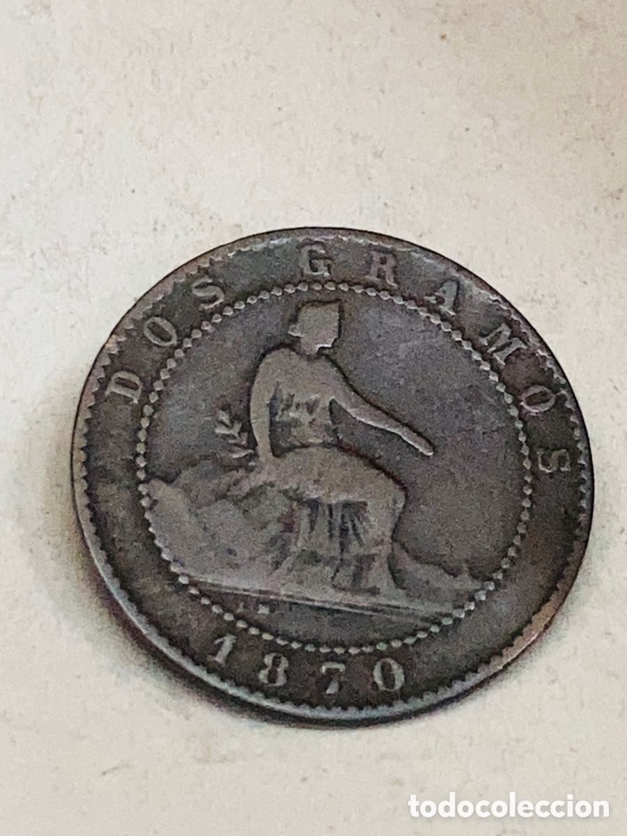 Monedas de Espa&ntilde;a: Moneda dos c&eacute;ntimos 1870 - Foto 2