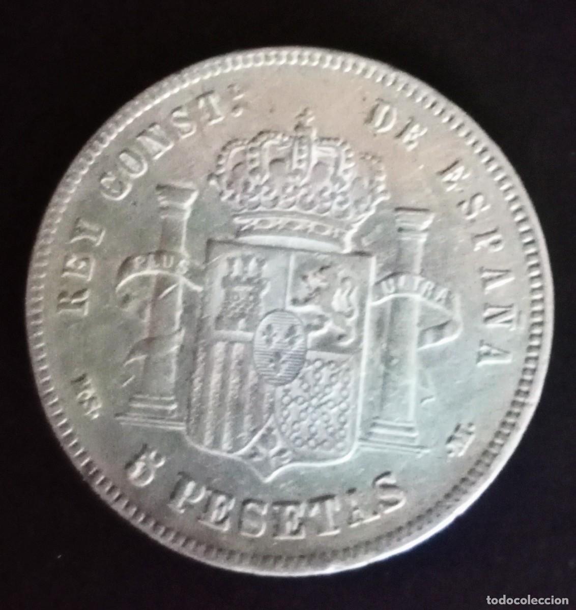 Monedas de Espa&ntilde;a: Moneda de 5 pesetas Alfonso xll 1885 - Foto 2