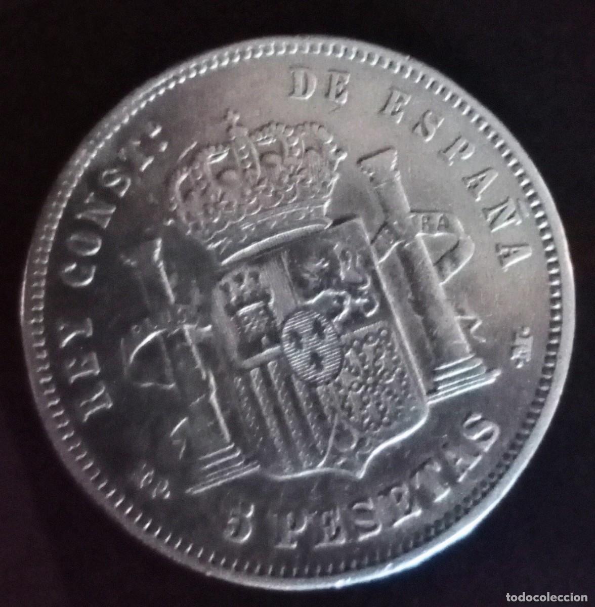Monedas de Espa&ntilde;a: Moneda de 5 pesetas Alfonso xll 1888 - Foto 2