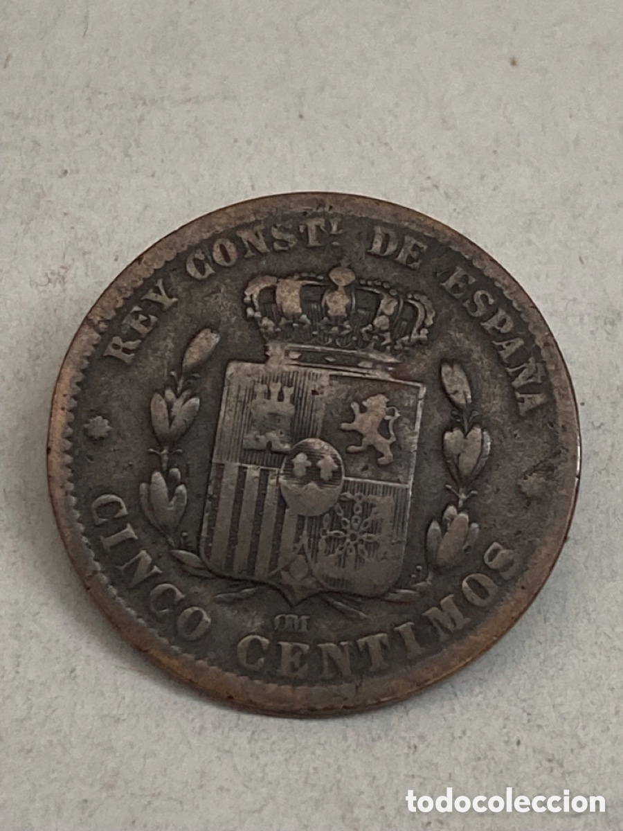 Monedas de Espa&ntilde;a: Moneda cinco c&eacute;ntimos 1878 - Foto 2
