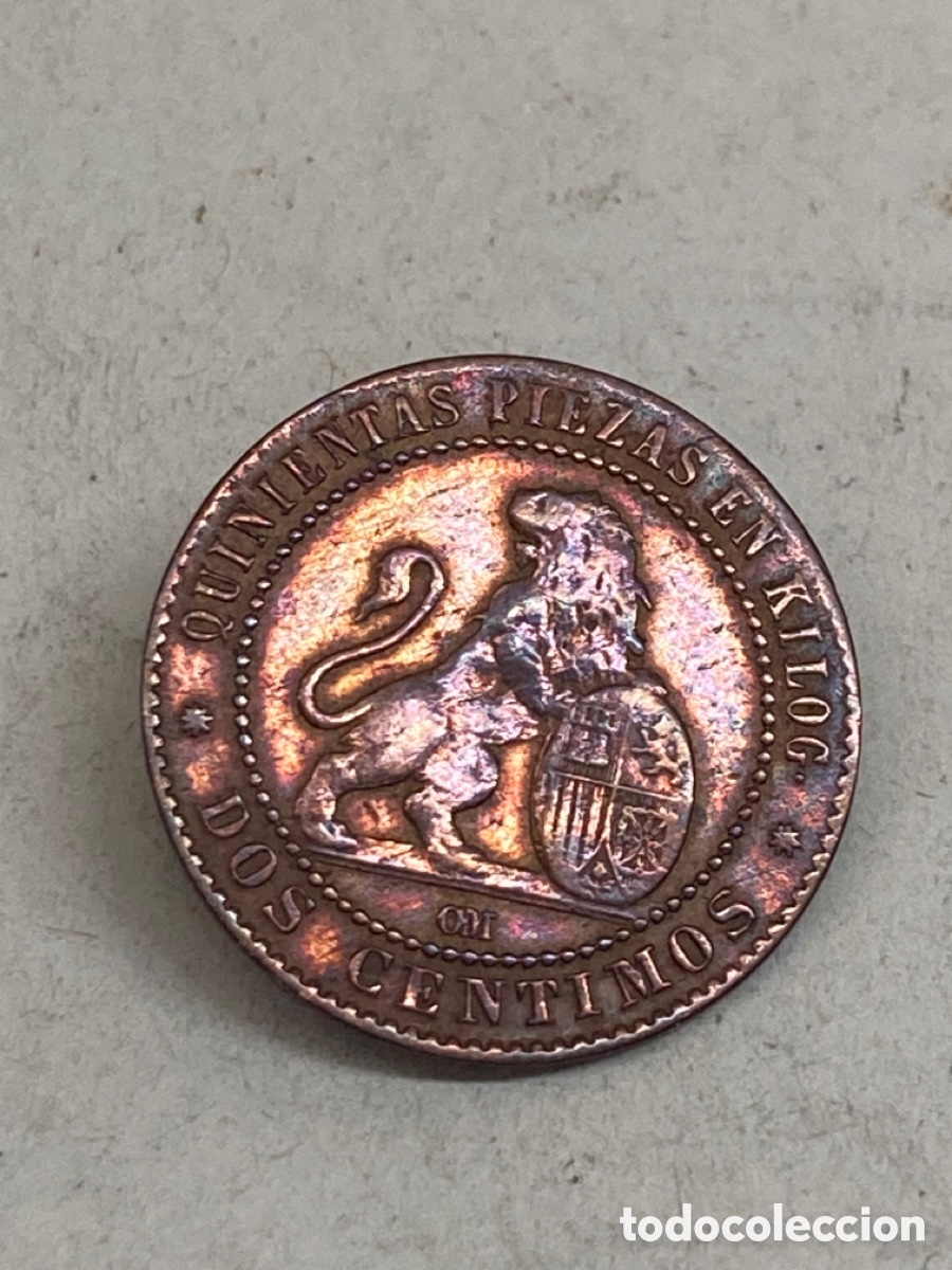 Monedas de Espa&ntilde;a: Moneda dos c&eacute;ntimos 1870 - Foto 2