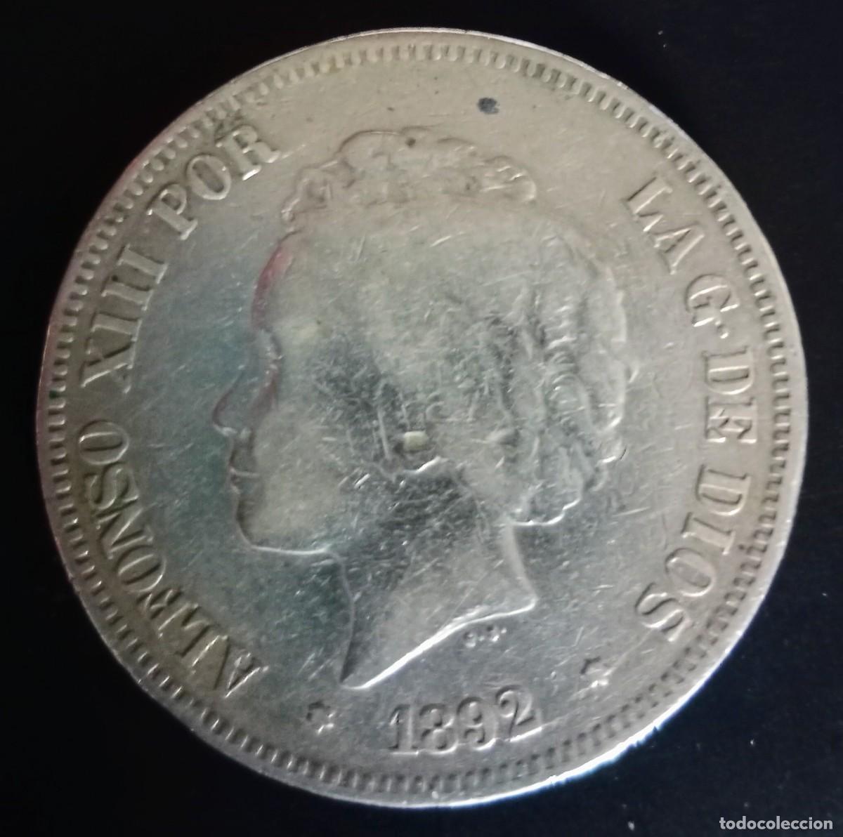 Monedas de Espa&ntilde;a: Moneda de Alfonso XIII del a&ntilde;o 1892 - Foto 1