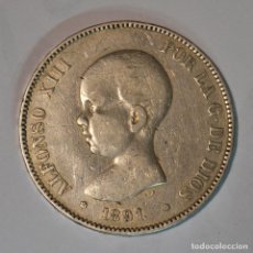 Monedas de España: ALFONSO XIII - 5 PESETAS PLATA 1891 18* - 91* - CECA DE MADRID - PGM - DURO DE PLATA - LOT. 4286. Lote 400346899