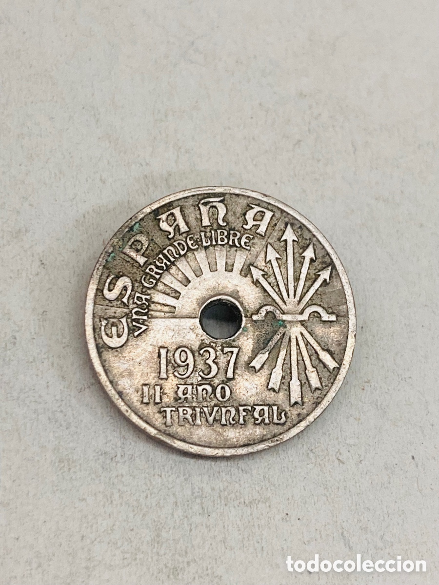 Monedas de Espa&ntilde;a: Moneda de veinticinco c&eacute;ntimos 1937 - Foto 2