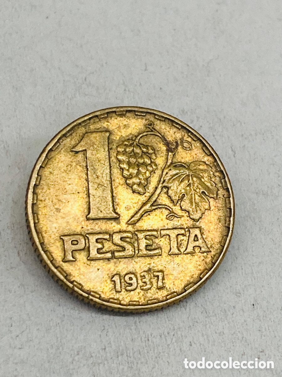 Monedas de Espa&ntilde;a: Moneda una peseta 1937 - Foto 1
