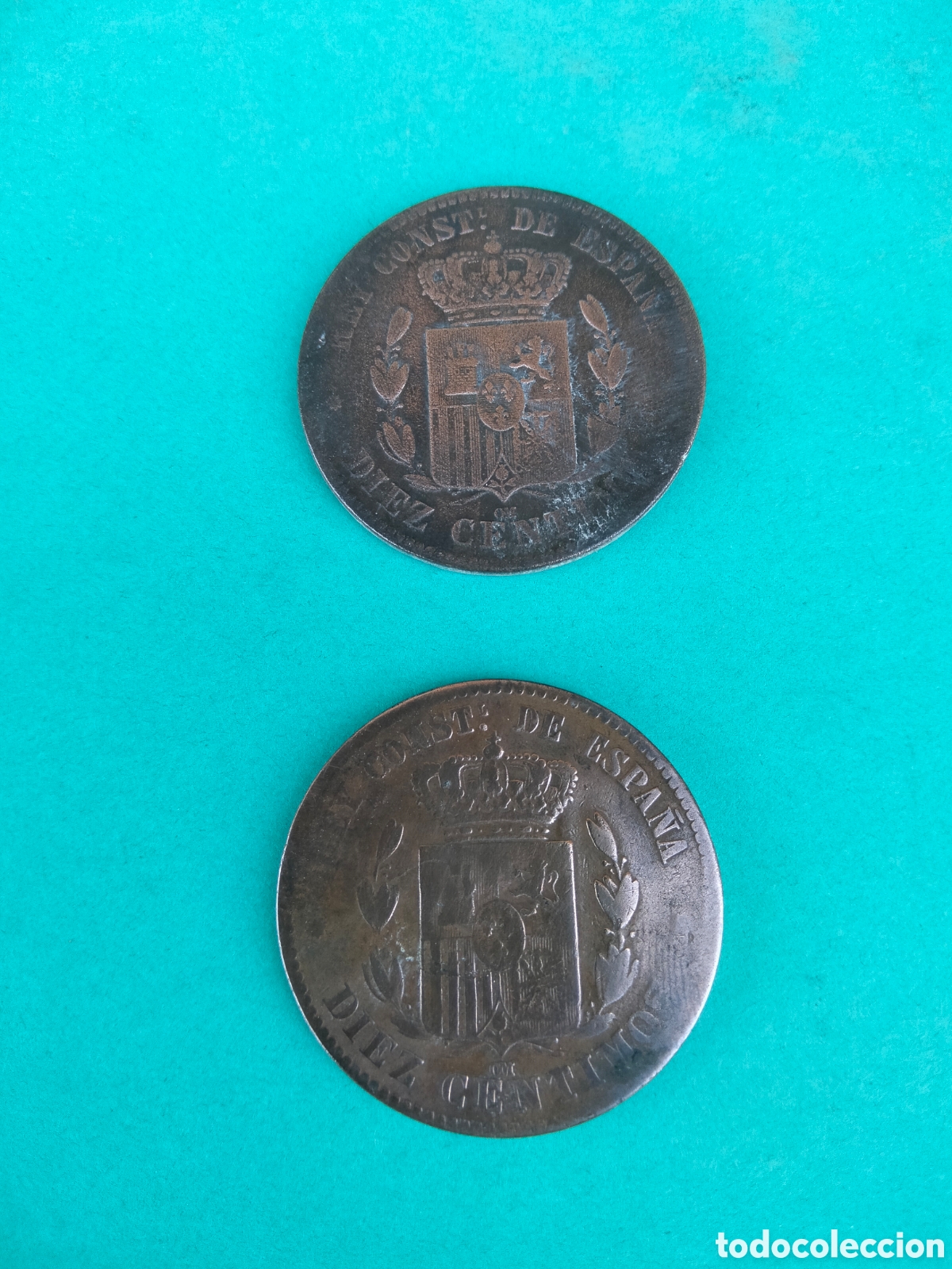 Monedas de Espa&ntilde;a: 10 c&eacute;ntimos Alfonso Xlll 1877 y 1878 - Foto 2