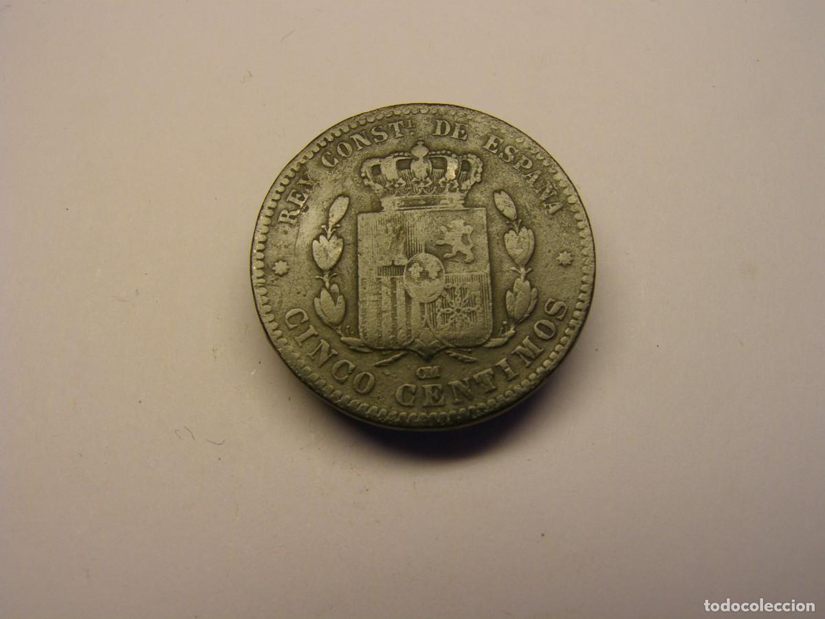 Monedas de Espa&ntilde;a: Moneda 5 c&eacute;ntimos, a&ntilde;o 1877, Alfonso XII. - Foto 2