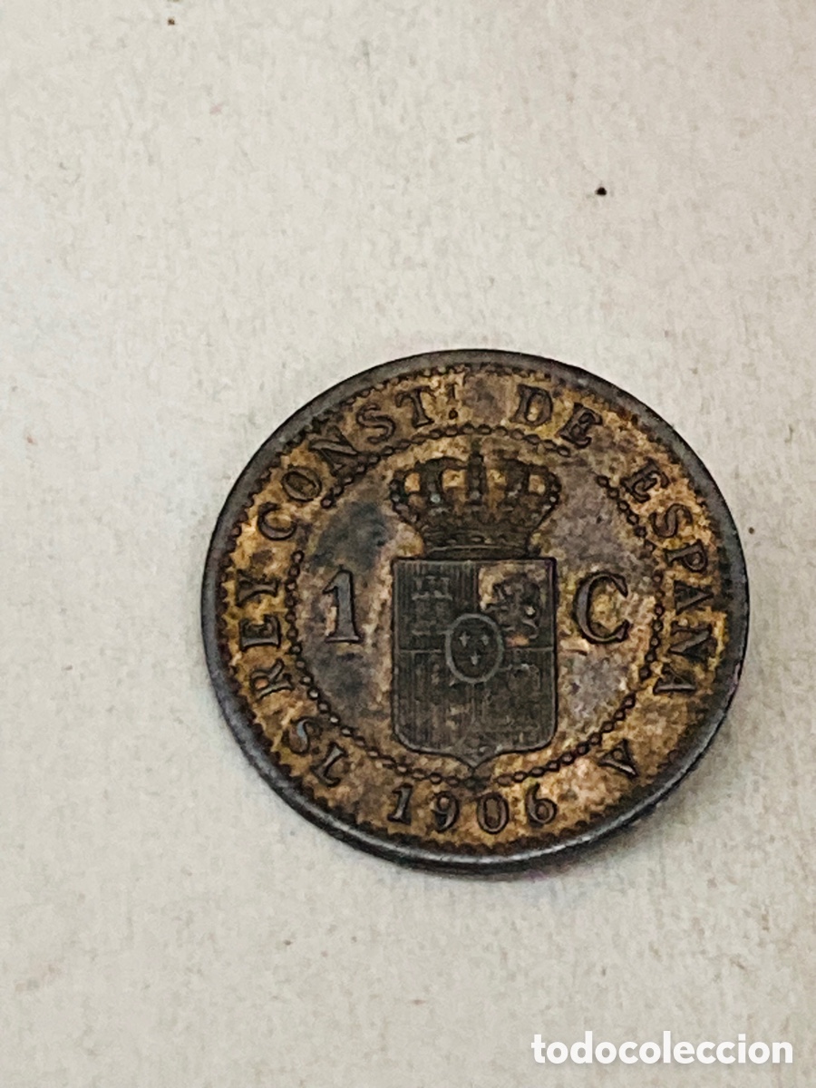 Monedas de Espa&ntilde;a: Moneda de un c&eacute;ntimo 1906 - Foto 1