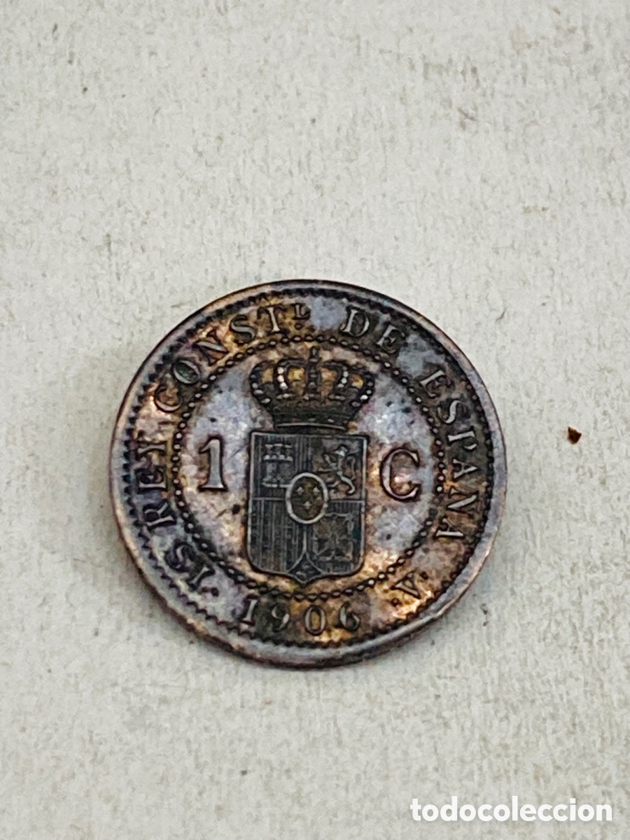 Monedas de Espa&ntilde;a: Moneda un c&eacute;ntimo 1906 - Foto 2
