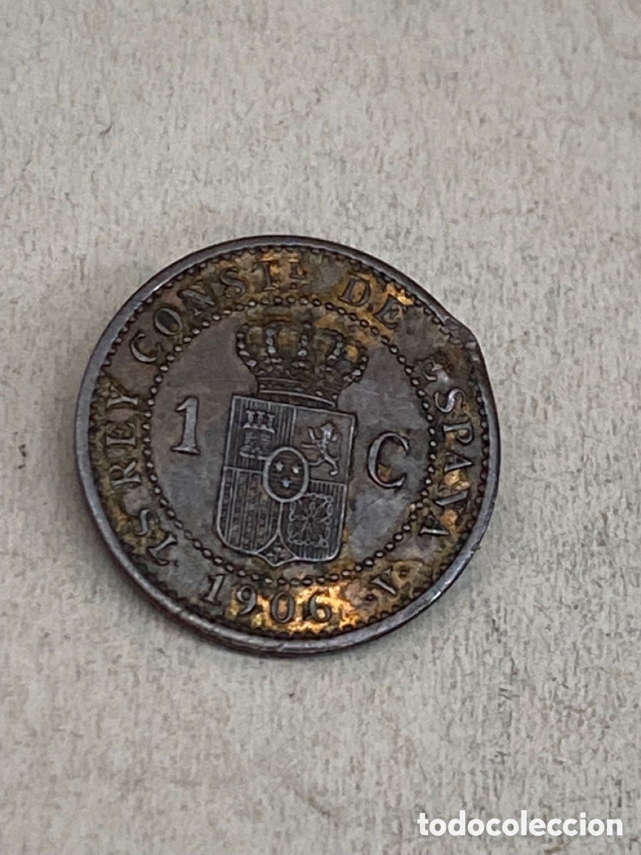 Monedas de Espa&ntilde;a: Moneda de un c&eacute;ntimo 1906 - Foto 2
