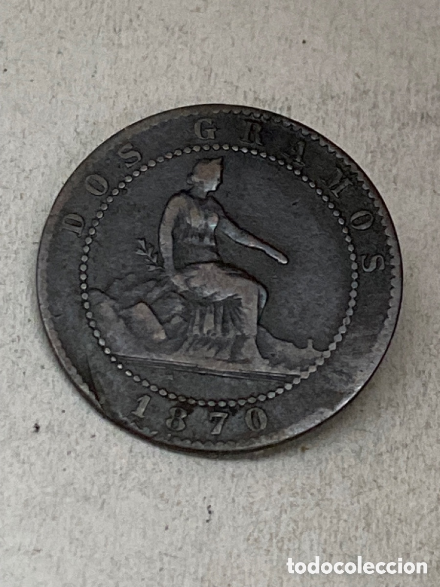 Monedas de Espa&ntilde;a: Moneda de dos c&eacute;ntimos 1870 - Foto 2