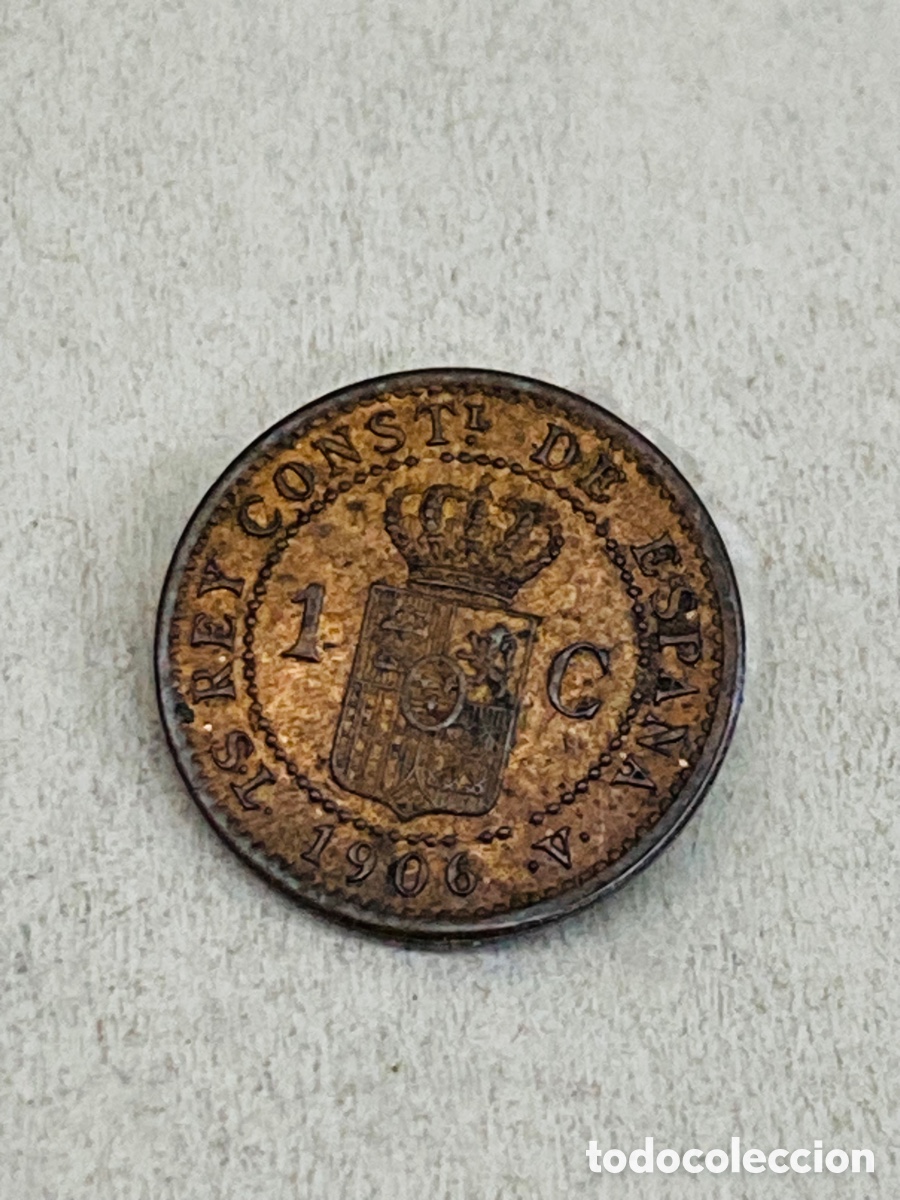 Monedas de Espa&ntilde;a: Moneda de un c&eacute;ntimo 1906 - Foto 2