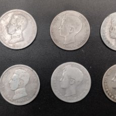 Monedas de España: LOTE 10 MONEDAS PLATA UNA PESETA ALFONSO XIII SIGLOS XIX Y XX. DIFERENTES AÑOS. Lote 401663569