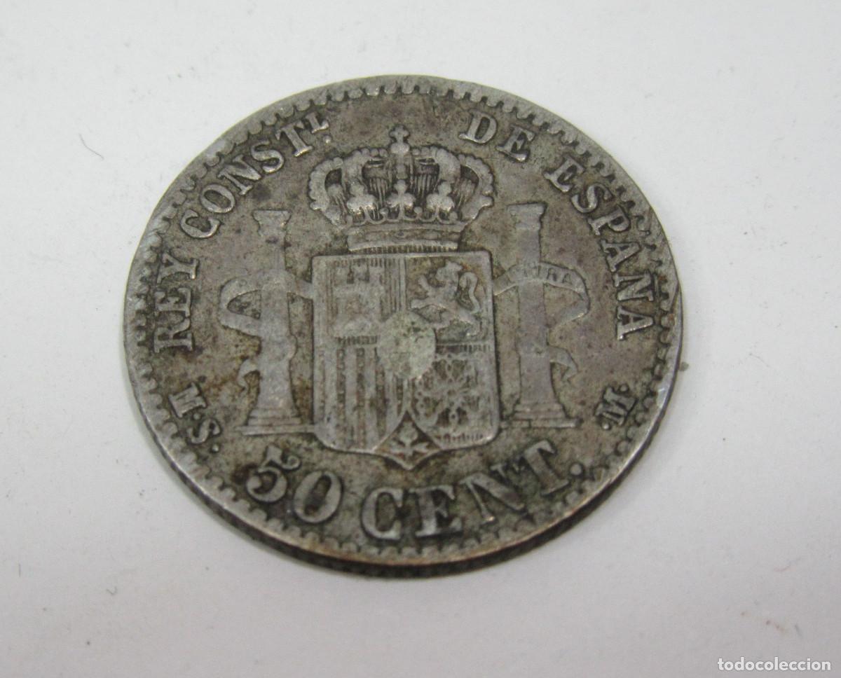Monedas de Espa&ntilde;a: 50 c&eacute;ntimos Alfonso XII. 1880. - Foto 2