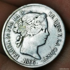 Monedas de España: ⚜️ AO212. PLATA. ISABEL II. MADRID. 40 CÉNTIMOS DE ESCUDO 1866. Lote 402009439