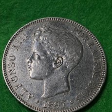 Monedas de España: 5 PESETAS ALFONSO XIII 1897 18* 87* PLATA 25GR. Lote 402204074