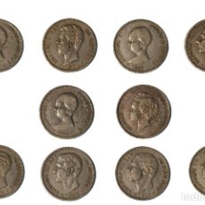 Monedas de España: LOTE 10 DUROS DE PLATA - 5 PESETAS DES DE 1871 A 1892 (TODAS DISTINTAS) - LOT. 4297. Lote 402363779