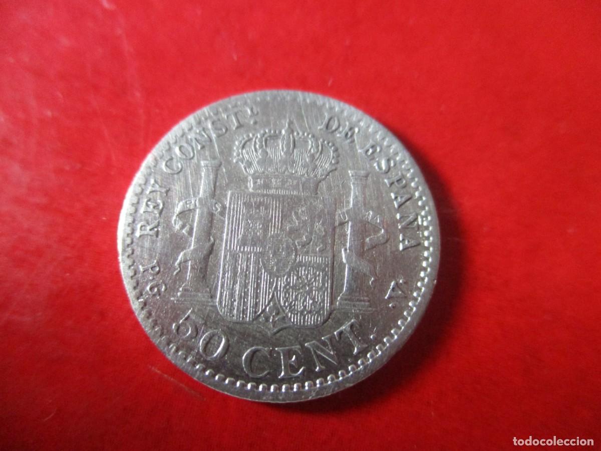 Monedas de Espa&ntilde;a: Alfonso XIII. 50 centimos de plata. 1896 - Foto 2