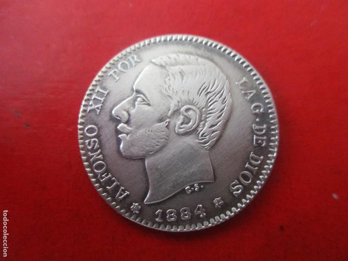 Monedas de Espa&ntilde;a: Alfonso XII 1 pta 1884 - Foto 1