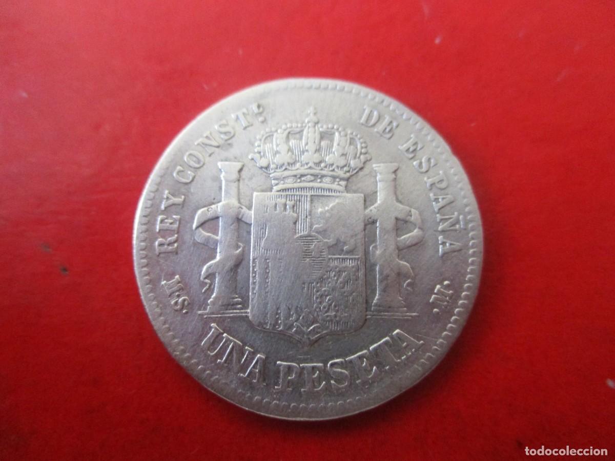 Monedas de Espa&ntilde;a: Alfonso XII 1 pta 1885 *5 - Foto 2