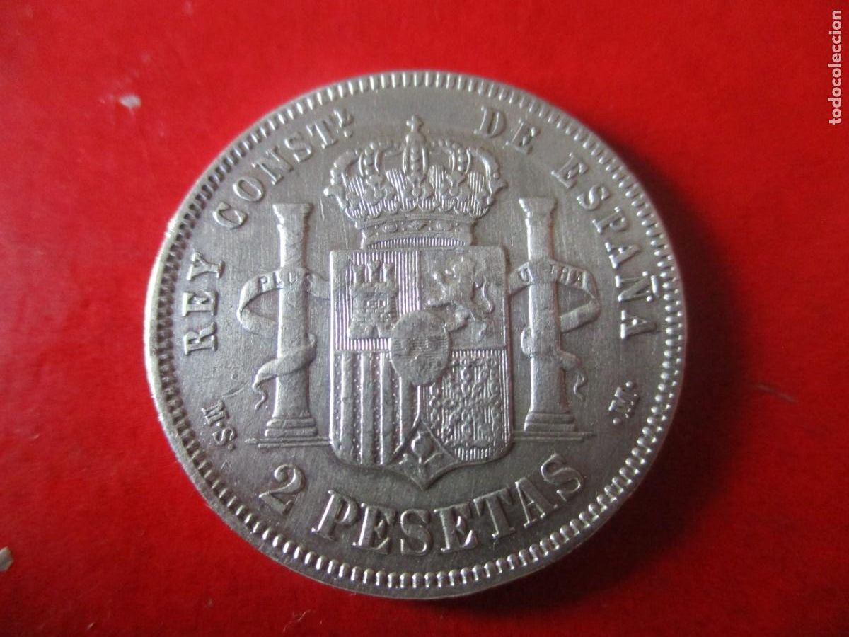 Monedas de Espa&ntilde;a: ALFONSO XII. 2 pts de plata 1881 - Foto 2