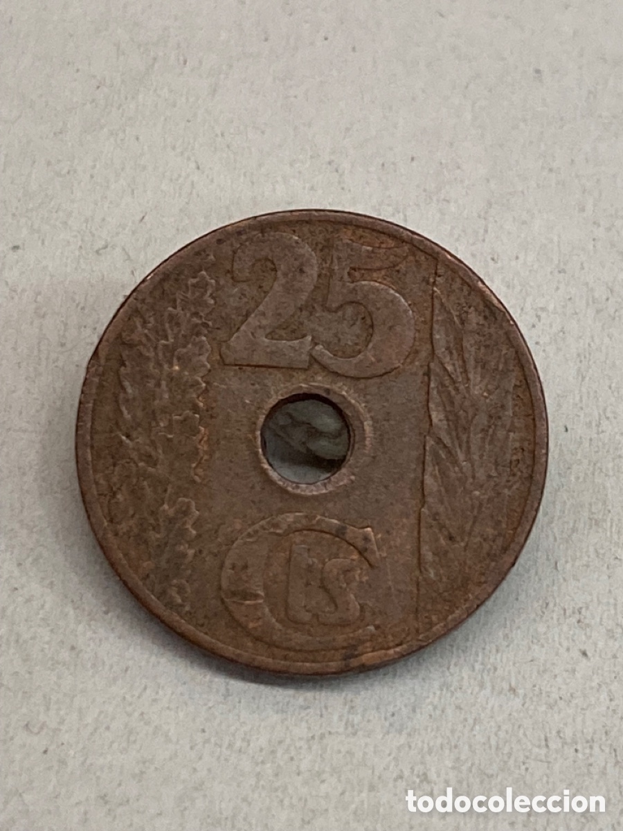 Monedas de Espa&ntilde;a: Moneda de veinticinco c&eacute;ntimos 1938 rep&uacute;blica - Foto 2