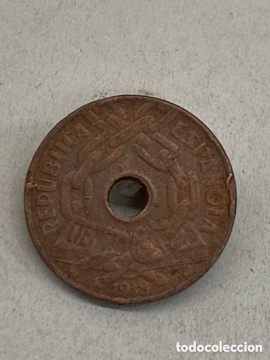 Monedas de Espa&ntilde;a: Moneda de veinticinco c&eacute;ntimos 1938 rep&uacute;blica - Foto 1