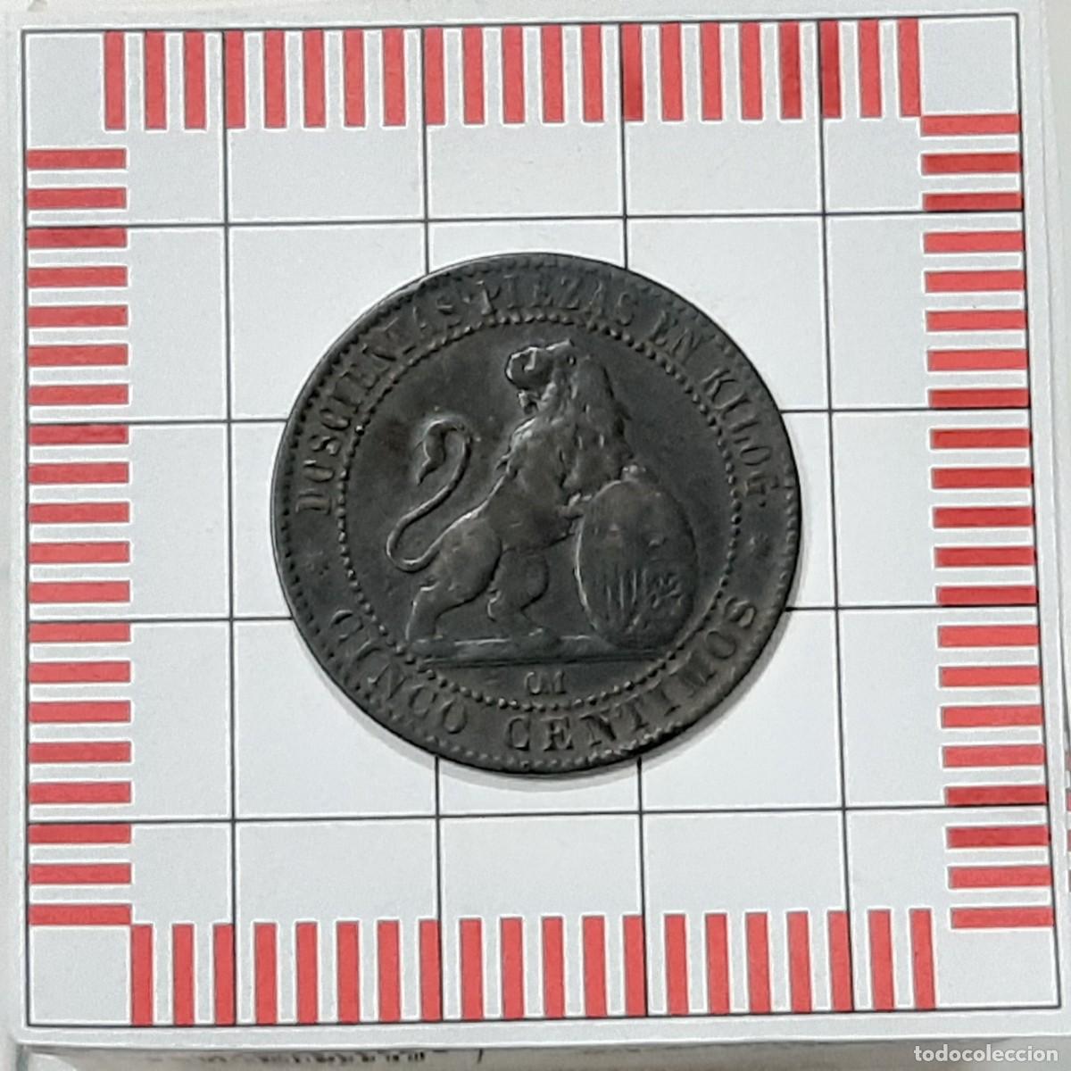 Monedas de Espa&ntilde;a: GOBIERNO PROVISIONAL, 5 C&Eacute;NTIMOS. 1870. - Foto 2