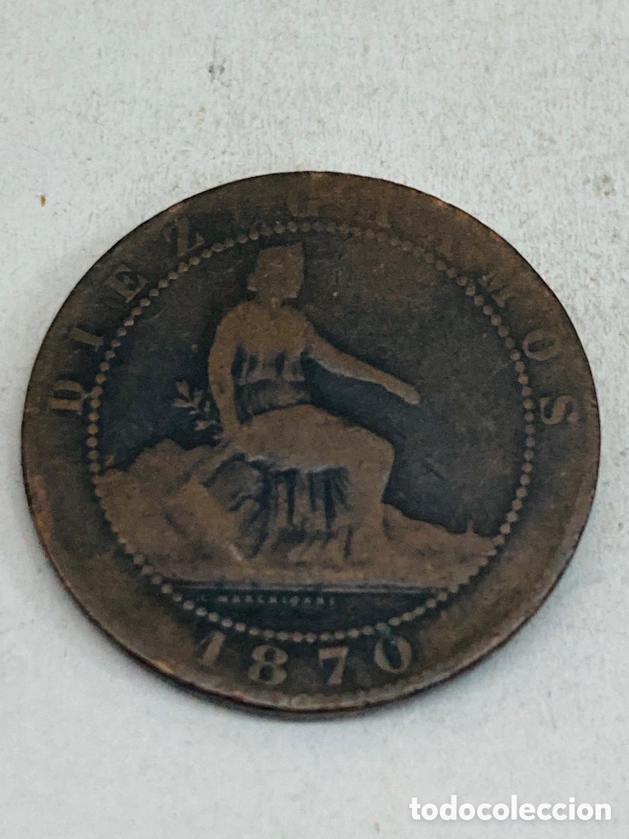 Monedas de Espa&ntilde;a: Moneda diez c&eacute;ntimos 1870 - Foto 2