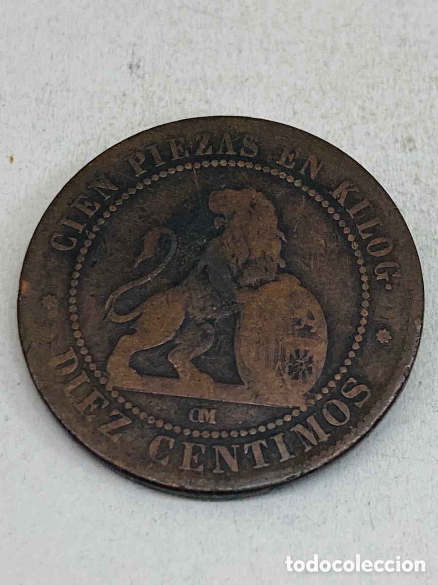Monedas de Espa&ntilde;a: Moneda diez c&eacute;ntimos 1870 - Foto 1
