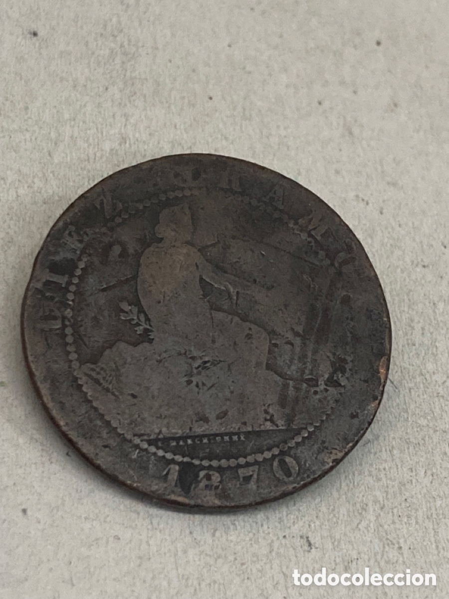 Monedas de Espa&ntilde;a: Moneda de diez c&eacute;ntimos 1870 - Foto 2