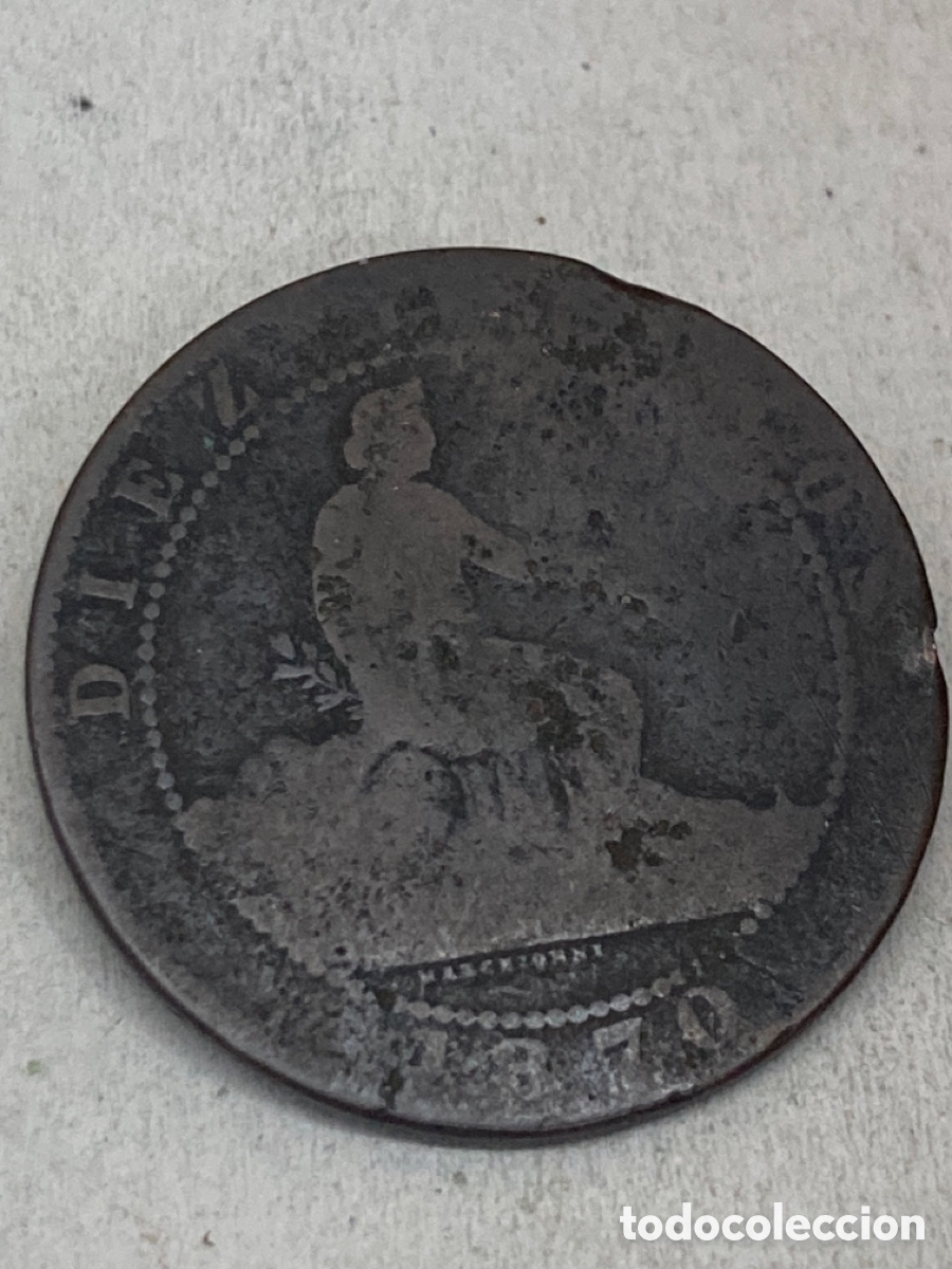 Monedas de Espa&ntilde;a: Moneda diez c&eacute;ntimos 1870 - Foto 1