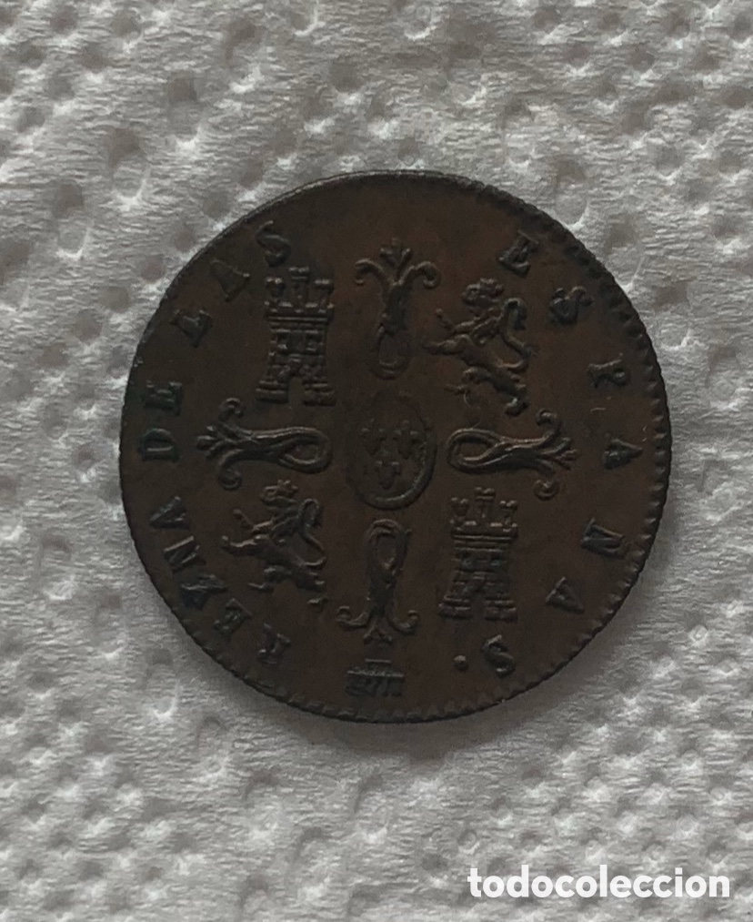 Monedas de Espa&ntilde;a: Isabel II 1842 Segovia 2 Maravedies - Foto 2