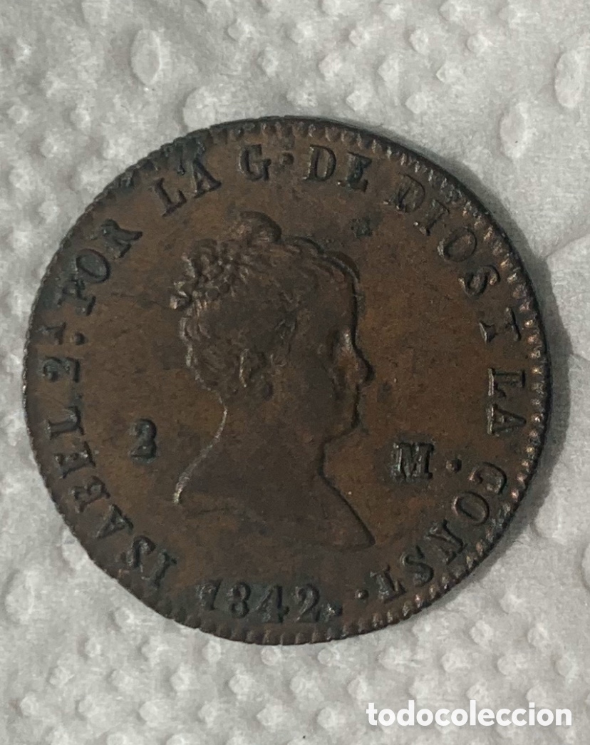 Monedas de Espa&ntilde;a: Isabel II 1842 Segovia 2 Maravedies - Foto 3