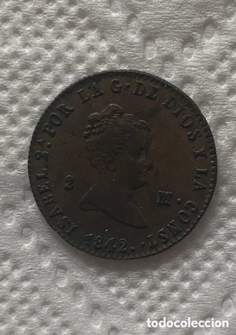 Monedas de Espa&ntilde;a: Isabel II 1842 Segovia 2 Maravedies - Foto 1
