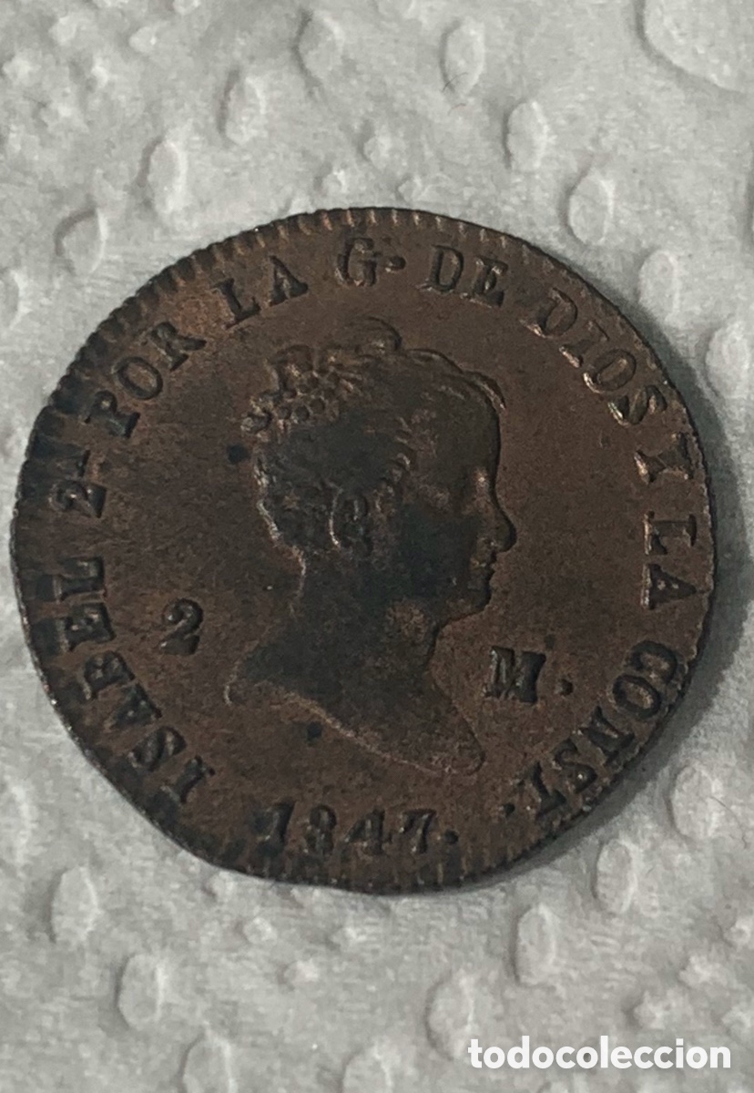 Monedas de Espa&ntilde;a: Isabel II 1847 Segovia 2 Maravedies - Foto 3