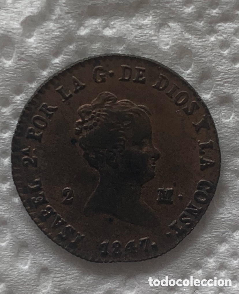 Monedas de Espa&ntilde;a: Isabel II 1847 Segovia 2 Maravedies - Foto 1