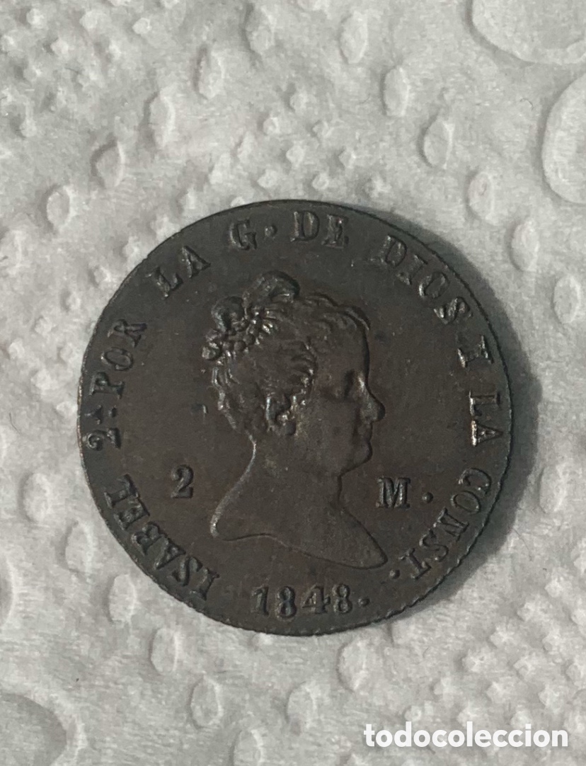 Monedas de Espa&ntilde;a: Isabel II 1848 Segovia 2 Maravedies - Foto 3