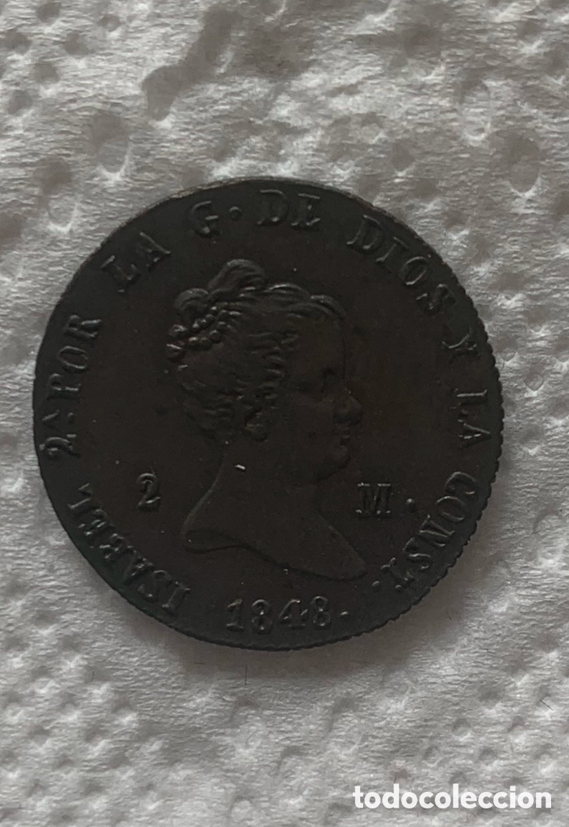 Monedas de Espa&ntilde;a: Isabel II 1848 Segovia 2 Maravedies - Foto 1