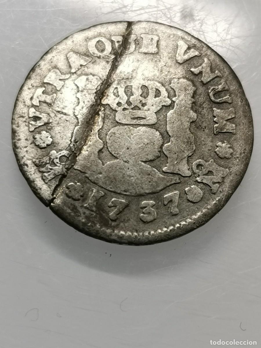 Monedas de Espa&ntilde;a: Felipe V 1/2 Real Plata. 1737 M&eacute;xico (MF) - Foto 2